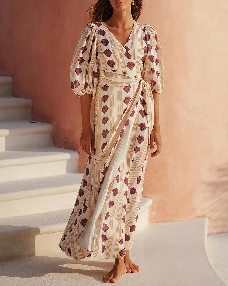 Women's Fashionable Loose Printed Short Sleeve Dress