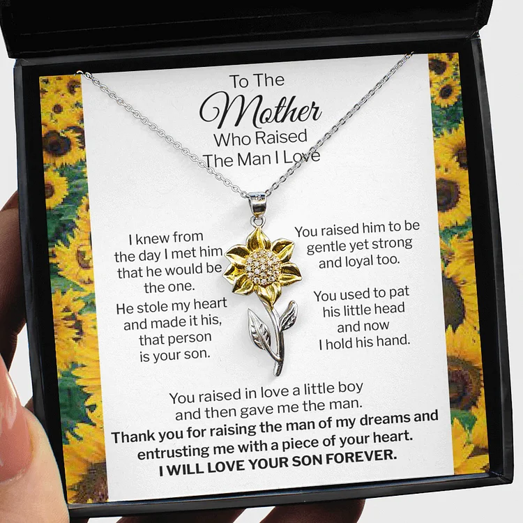 To My Mother In Law Sunflower Necklace "I Will Love Your Son Forever“