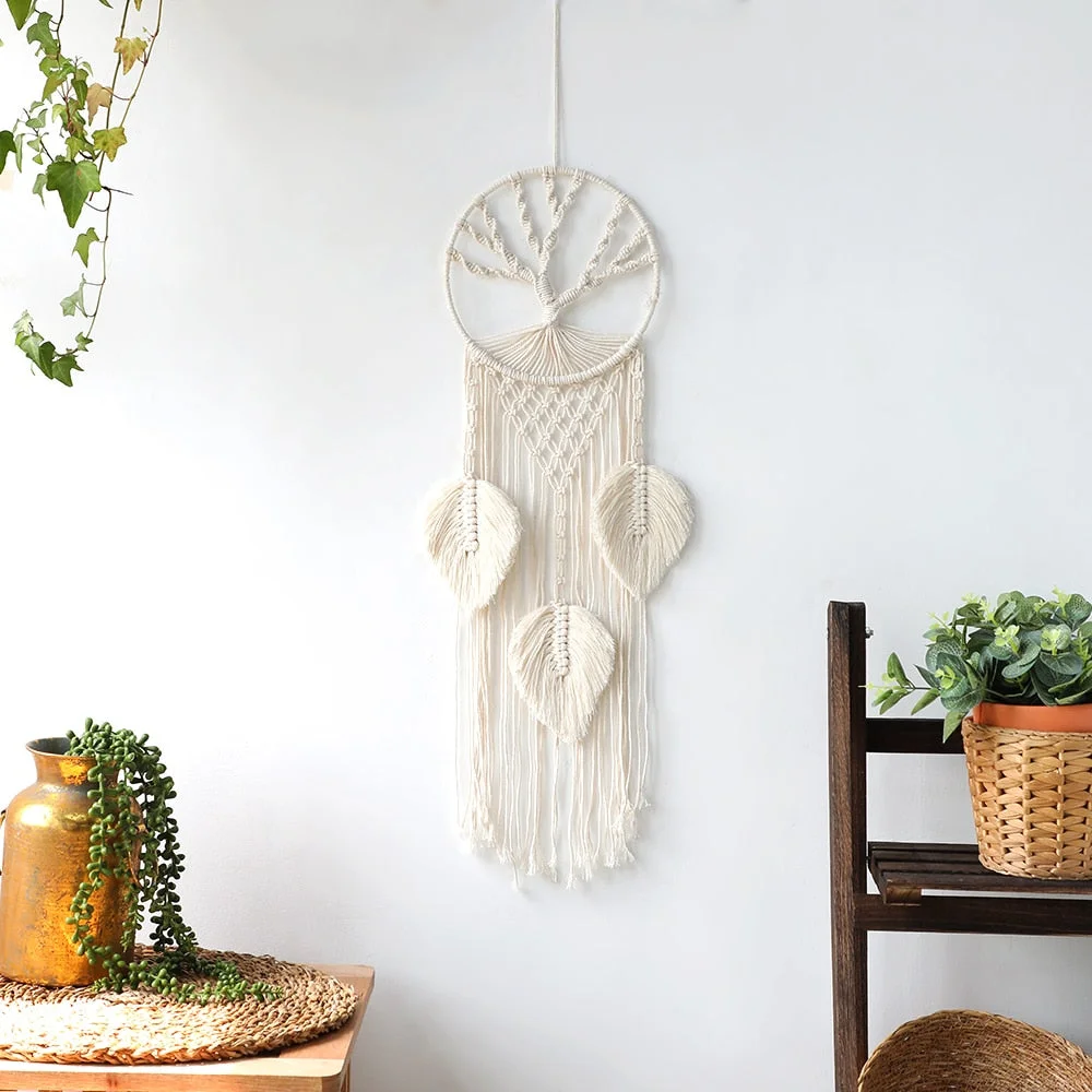 Tree of Life Macrame Wall Hanging Boho Home Decor Bohemian Aesthetic Room Dream Catcher for Wedding Party Favor Bedroom Nursery