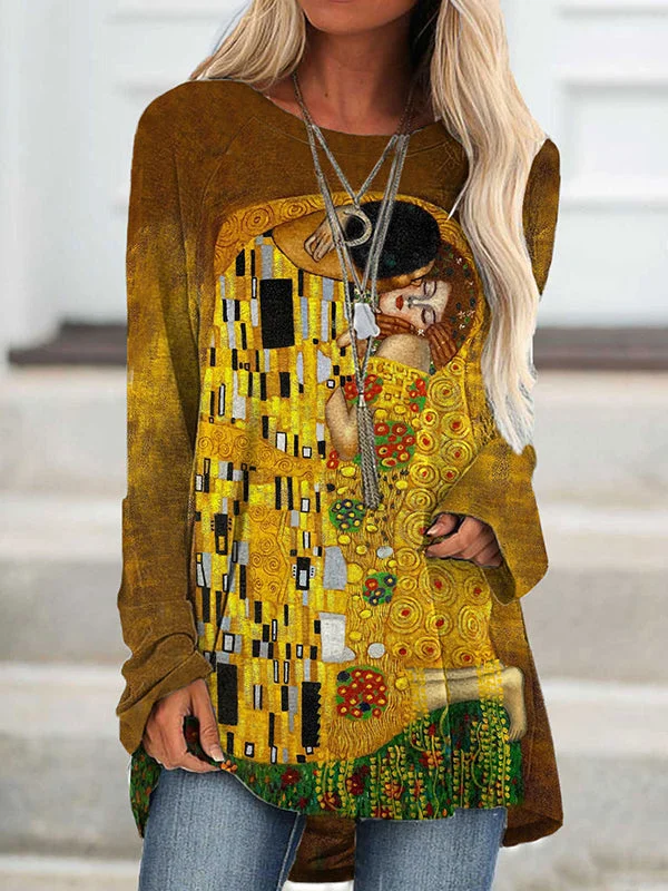VChics Gustav Klimt The Kiss Printed Long Sleeve Tunic