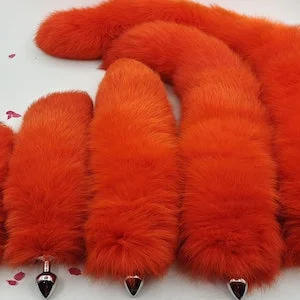 pornhint Pornhint Orange red Real Fox Tail Fox Tail Cosplay Anime Sexy Cute Animal Furry Mature Fox Tail Butt Plug