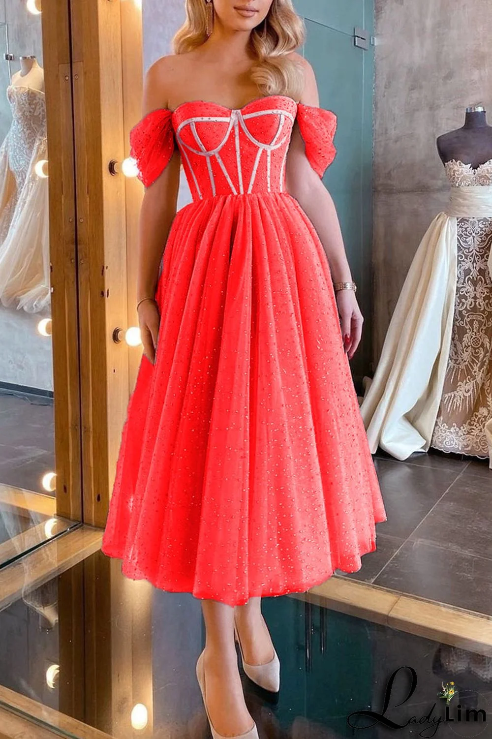 Apricot Sexy Elegant Solid Split Joint Strapless Evening Dress Dresses