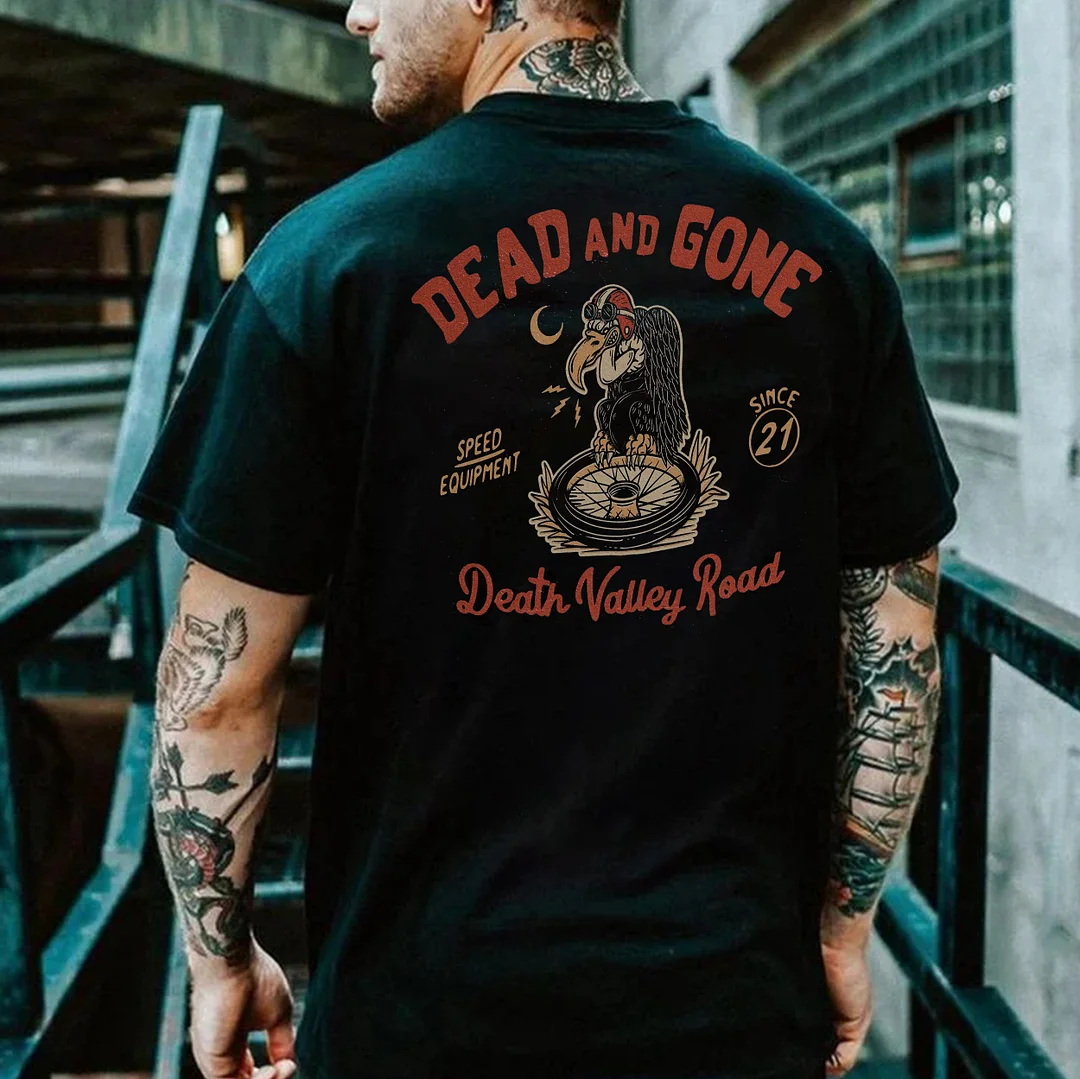 DEAD AND GONE DEATH VALLEY ROAD Eagle&Wheel Print Men's T-shirt