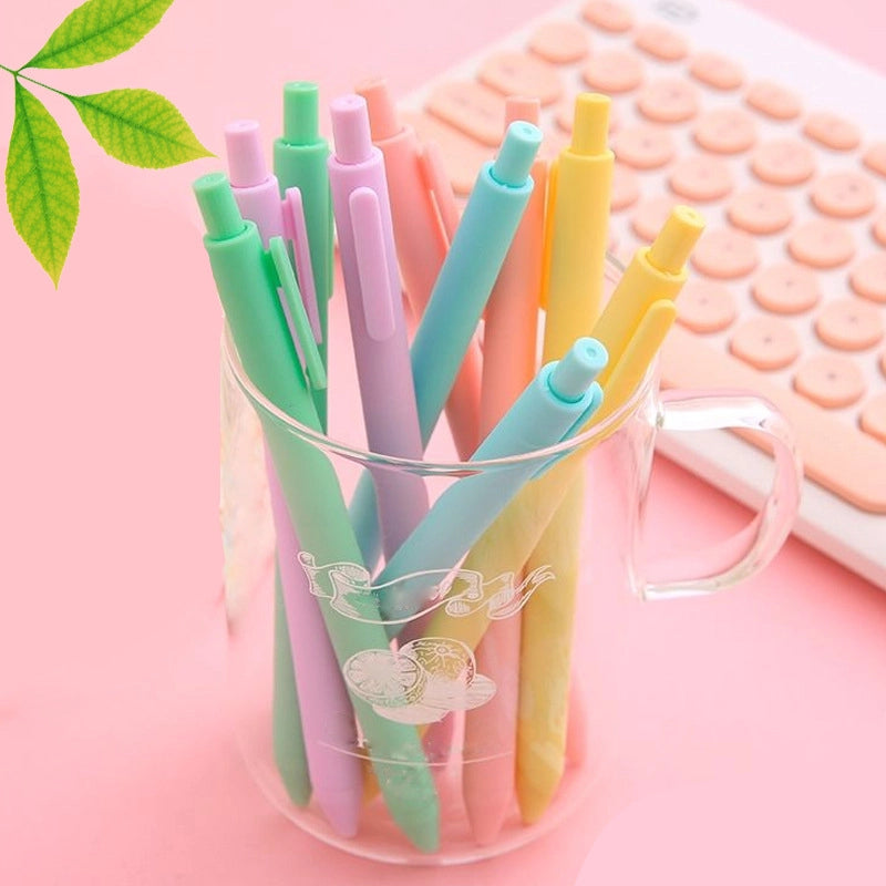 Macaron Gel Pen Black Push Color Pen Cute Girl High-looking Water-based Pen Ballpoint Pen Student Pen