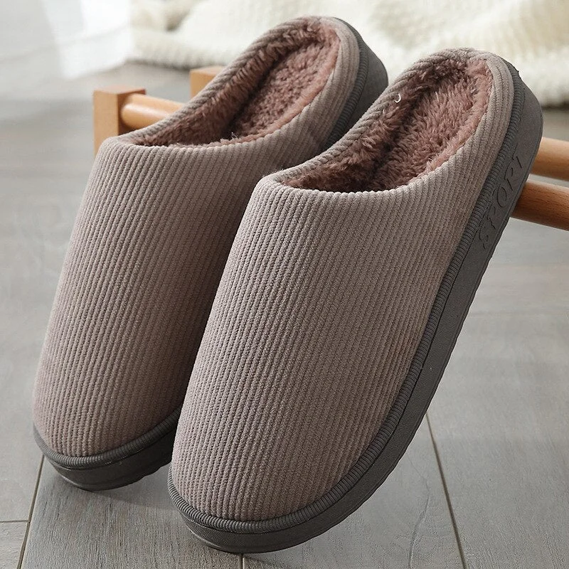 2021 Winter Keep Warm Slipper Home Plush Slides Solid Color Women Warm Indoor Beadroom Hourshold Shoes Men Cotton Slippers