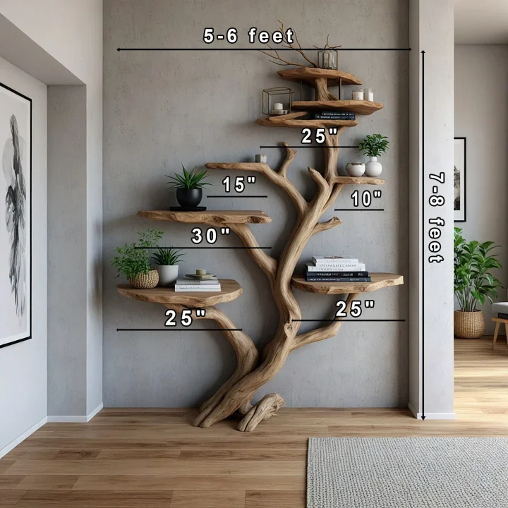 Solid Wood Live Edge Floating Corner Wall Shelf