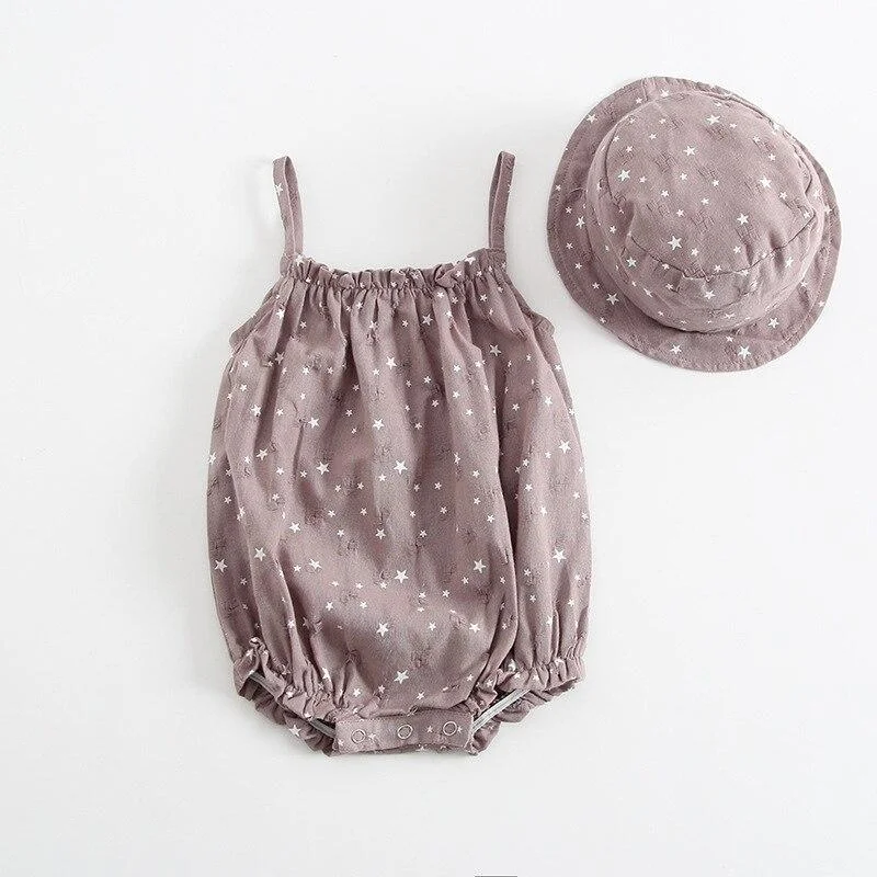 New 2021 Baby Girls Clothing Fashion Lapel Short Sleeves Rompers Summer Stars Printing Infant Clothes Baby Girls Rompers
