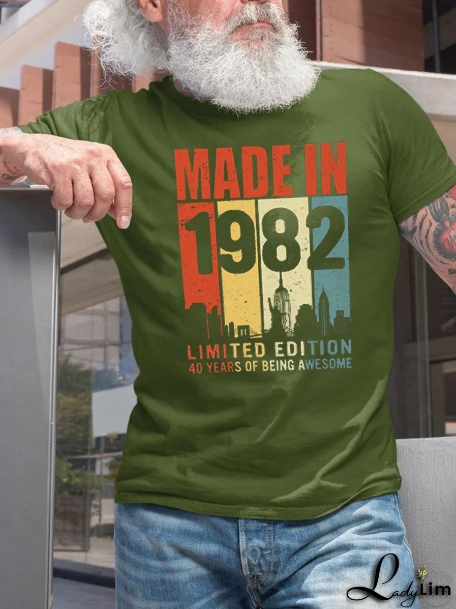 Men Made In 1982 Limited Edition 40years Of Being Awesome Classic T-shirt