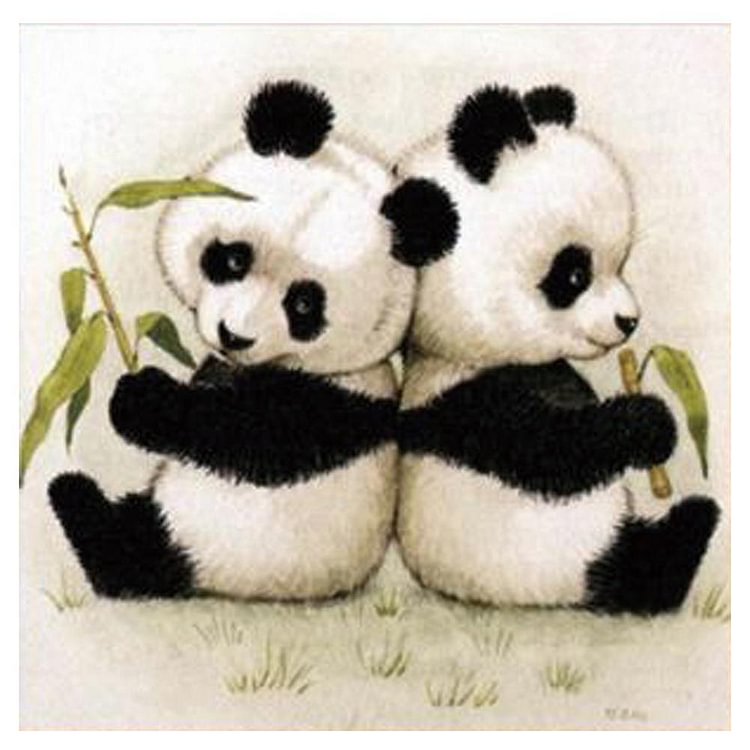 Lovely Panda - Round Drill Diamond Painting - 30x30cm(Canvas)