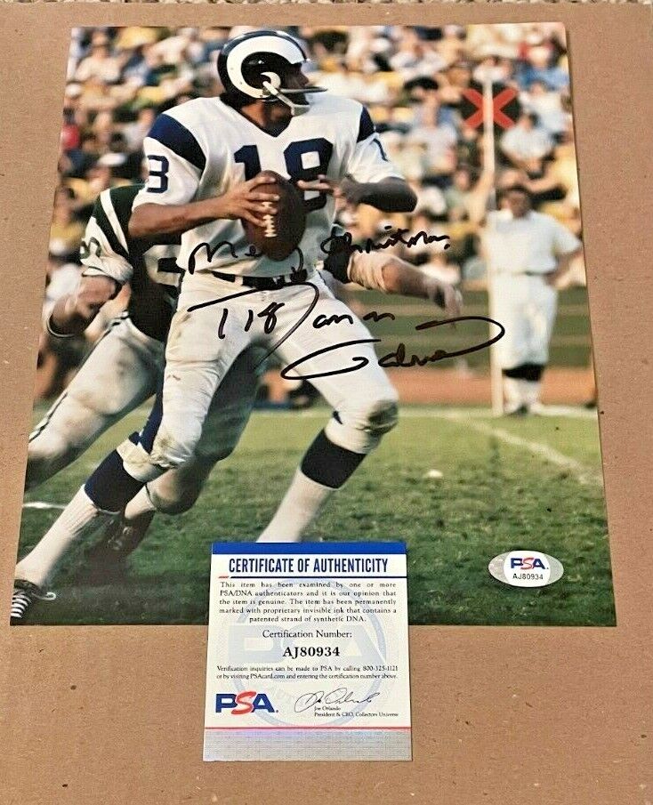 ROMAN GABRIEL SIGNED LOS ANGELES RAMS 8X10 Photo Poster painting W/MERRY CHRISTMAS PSA/DNA