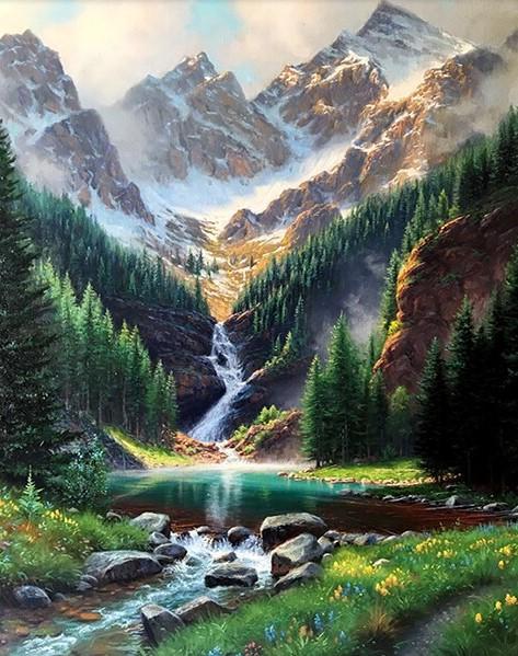 

Rocky Mountain Waterfall – Paint By Numbers - 40*50CM, 501 Original