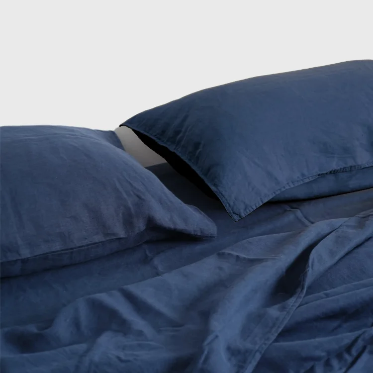 Navy French Linen Duvet Cover Set Linen Time