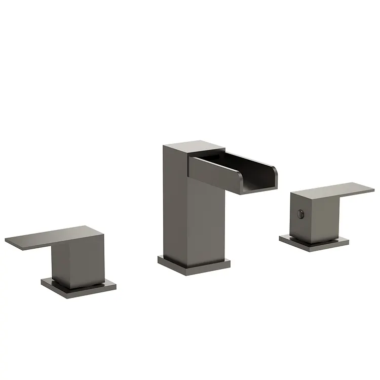 EVERSTEIN Waterfall Widespread Bathroom Sink Faucet Brushed Nickel