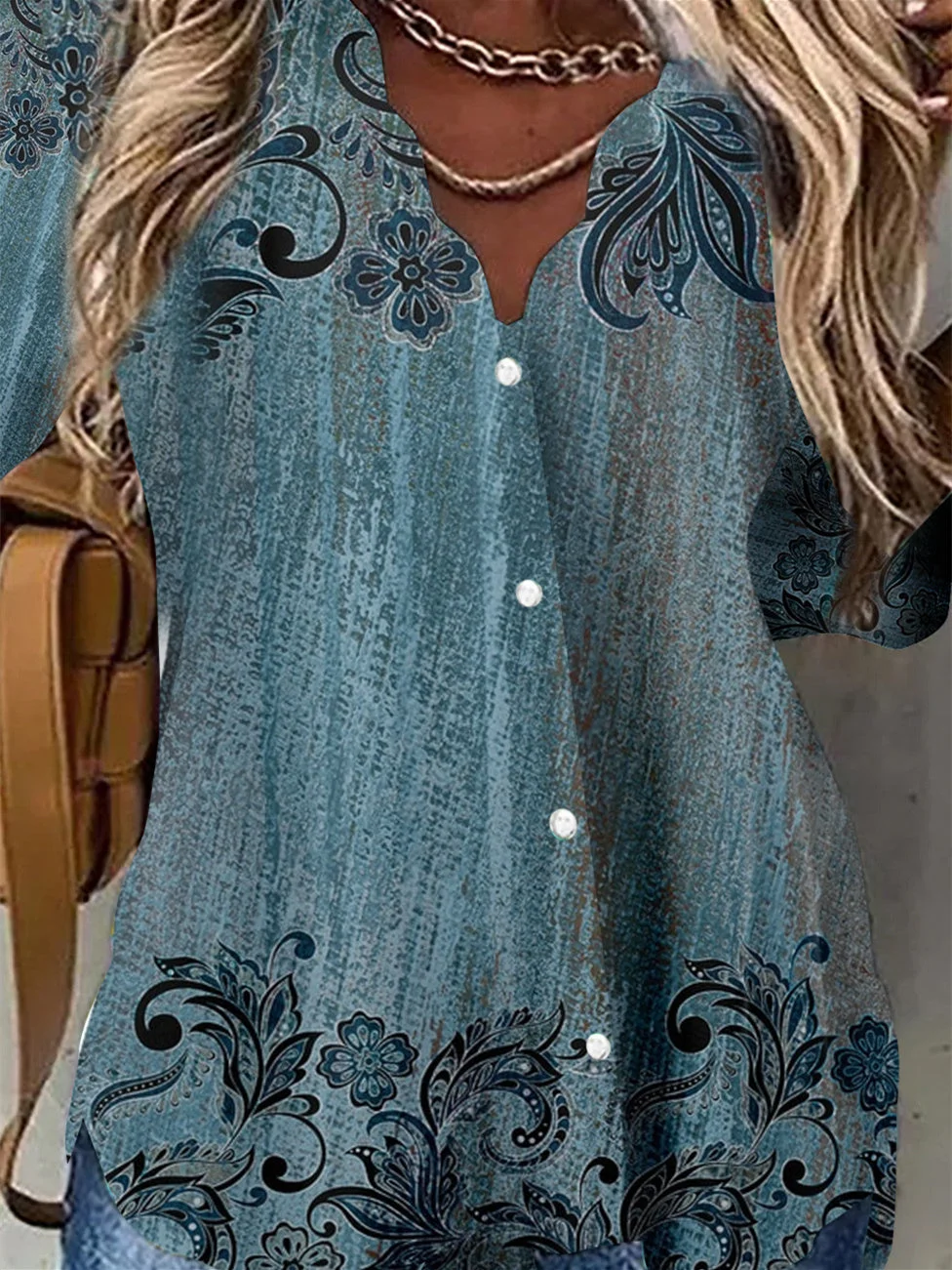 Women Half Sleeve V-neck Solid Color Dress