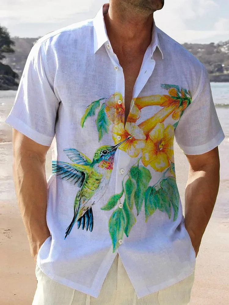 Mens Hawaiian  flower print Plus Size Shirt 4