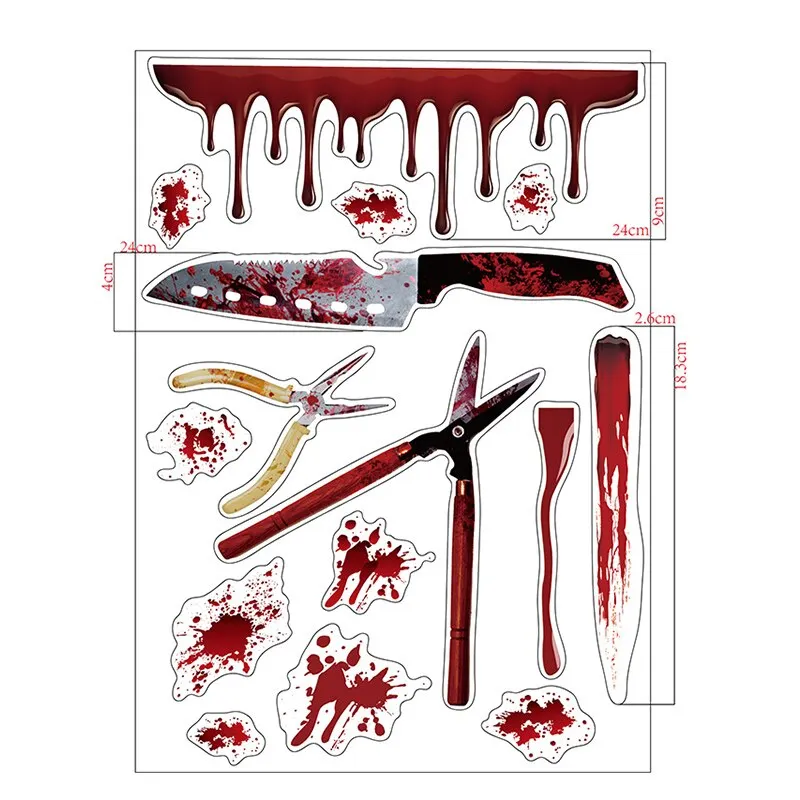 Horrible Halloween Bloody Handprint stickers Wall Window Door Home Decal Stickers Halloween Party Decoration Haunted House Prop