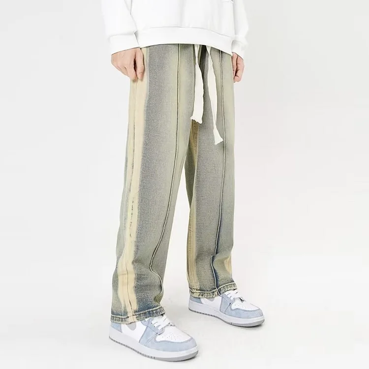 Vibe Style Jeans Men's Thin Loose Wide-leg Pants Retro Distressed High Street Pants