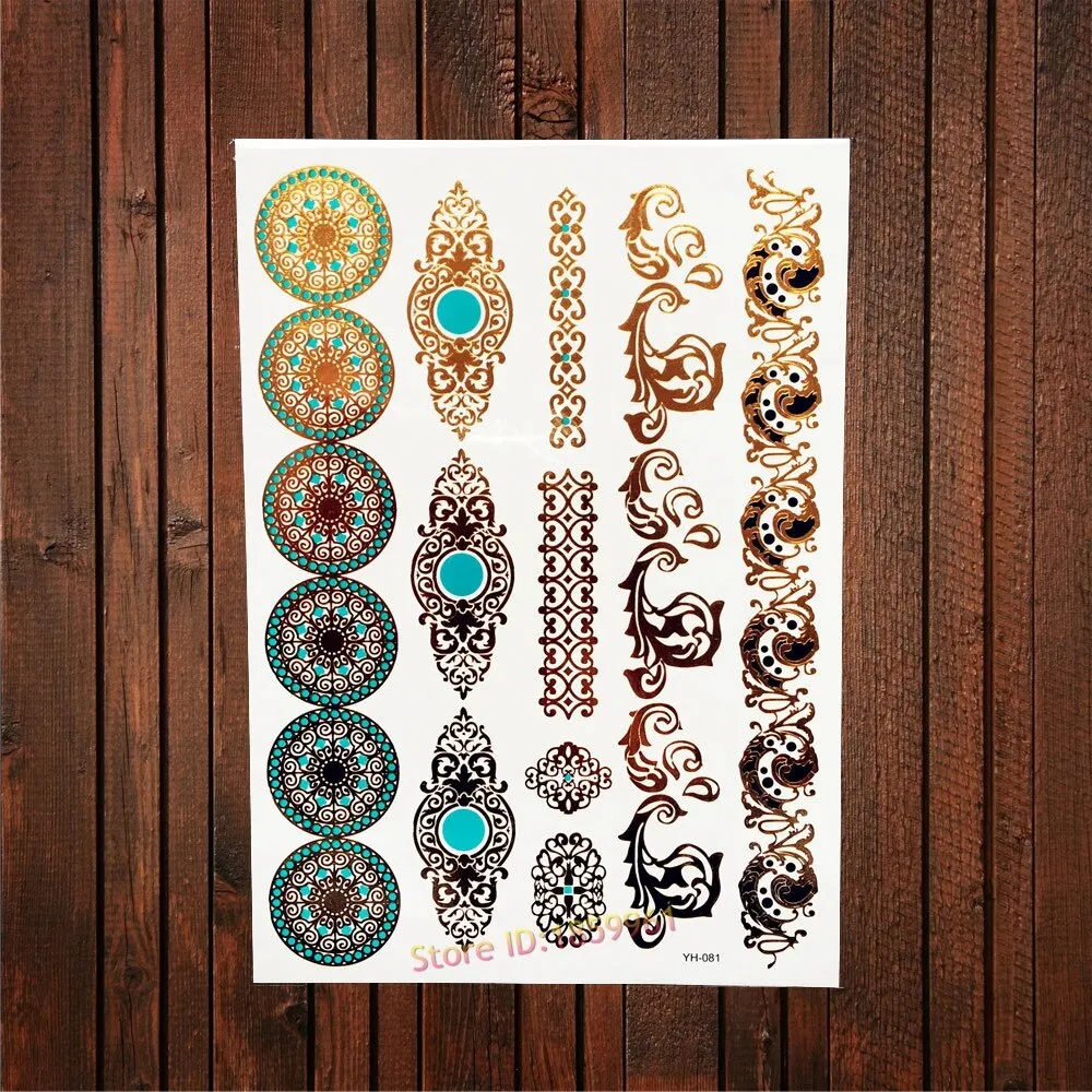 Sdrawing Big Size Gold Flying Butterfly Flash Tattoo Jewel Sticker ACT-199 Henna Bracelet 3D Makeup Butterfly Waterproof Tattoo Women