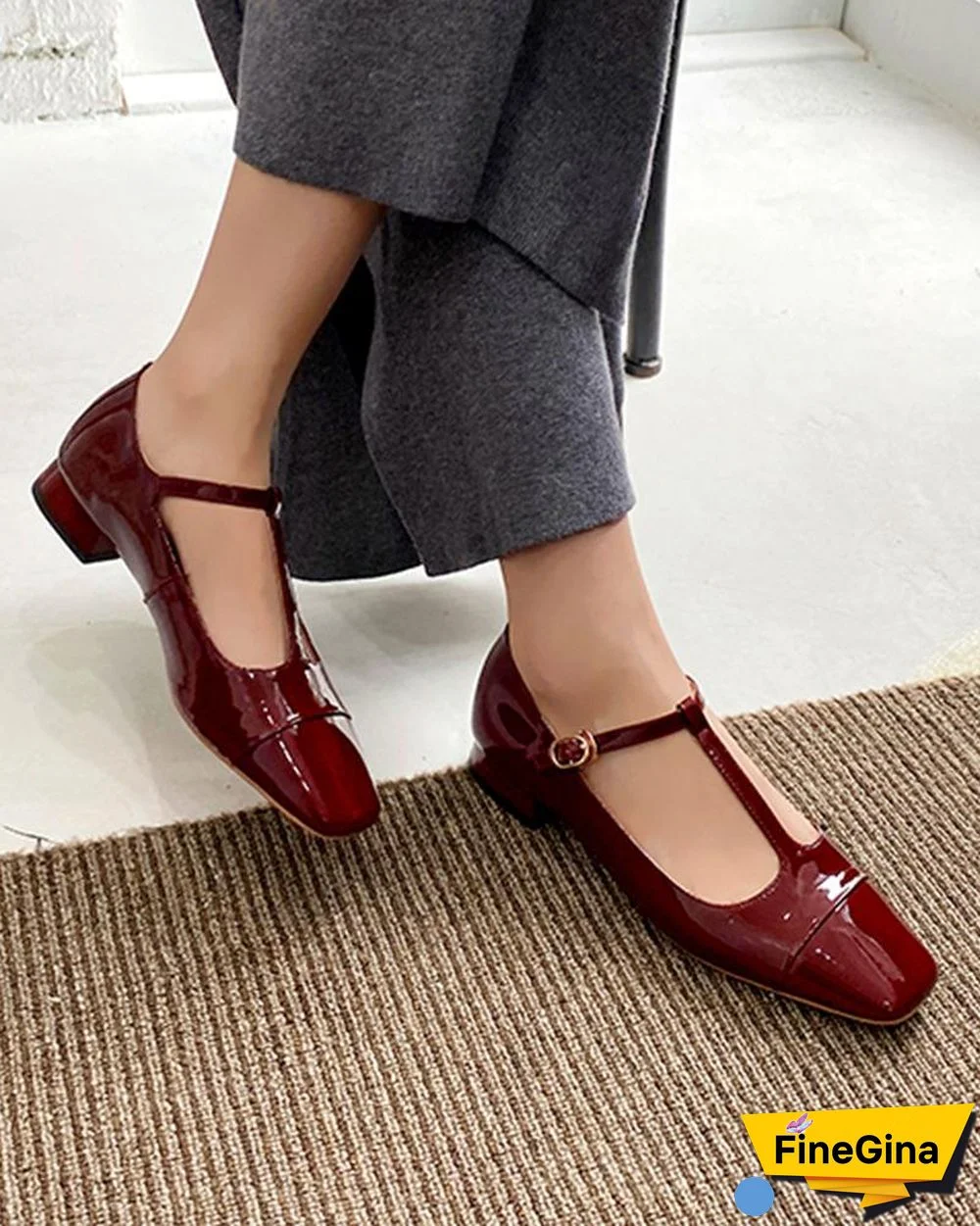 Polished Square Toe Mary Janes