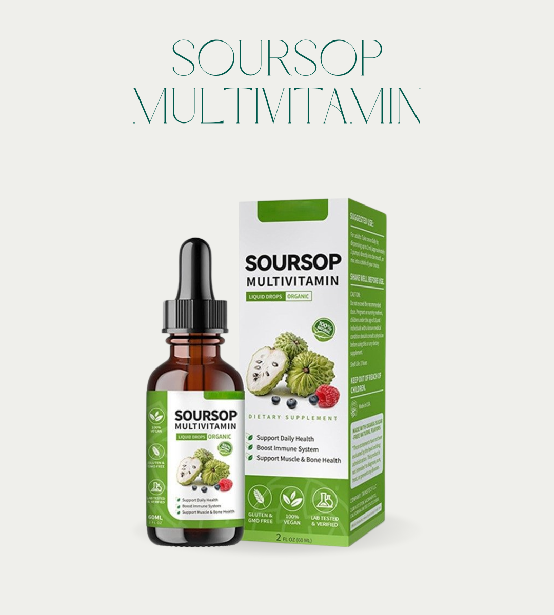 Organic Multivitamin Liquid Drops Dietary Supplement