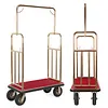 [US Local Warehouse] Hotel Luggage Cart 39Lx19Wx68H Inch Bellman Cart with 881lb Load Capacity 8-inch Silent Rubber Casters Carpet Deck Bumper Rails Hotel Service Trolley for Commercial Use Condos Resorts