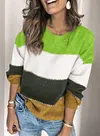 Women's Round Neck Pullover Stripe Knit Sweater