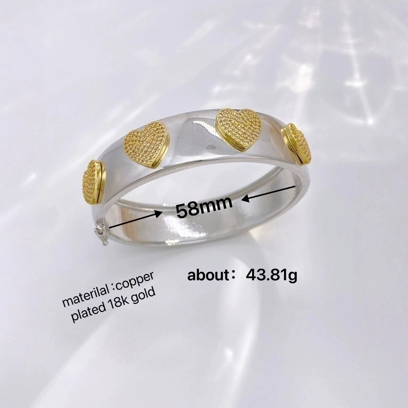 Vintage Style Classic Style Star Moon Heart Shape Copper Zircon Mixed Metal Plating Bangle