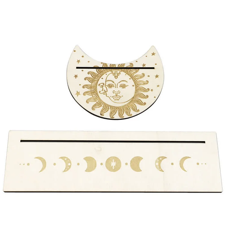 Moon And Eyes Wooden Tarot Card Holder-Sun