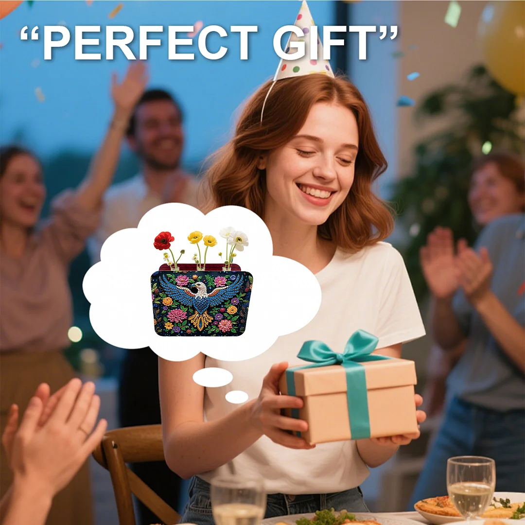 Eagle DIY Flower Vase Wooden Double Sided Desktop Diamond Art Kit for Home Decor