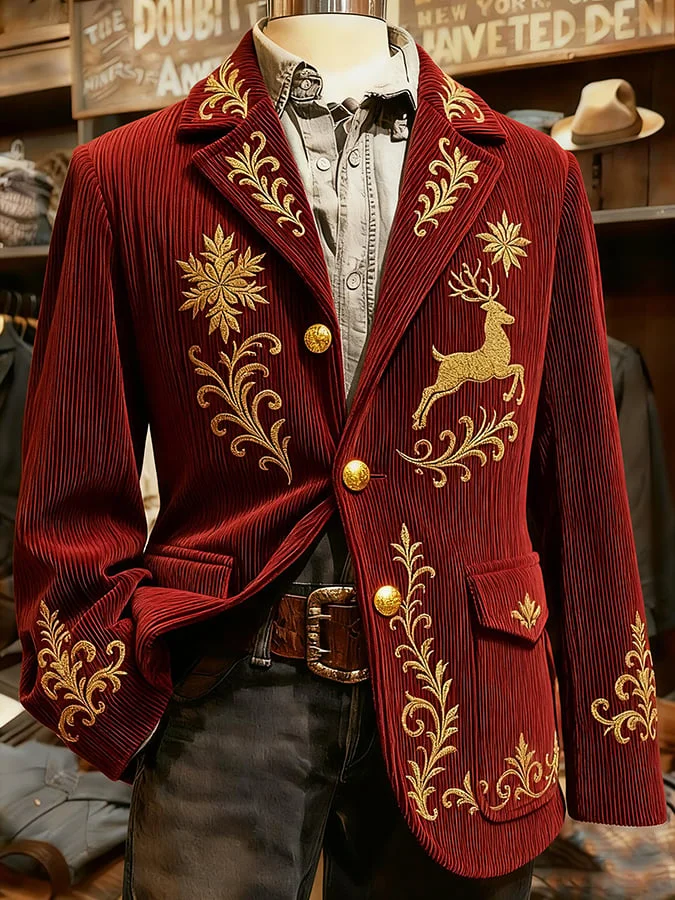 Men's Christmas Art Design Print Casual Coat 