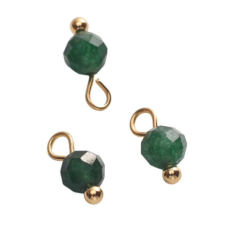 5 PCS/Package Diameter 3mm Diameter 4mm Hole 1~1.9mm Alloy Natural Stone Geometric Pendant Jewelry Accessories