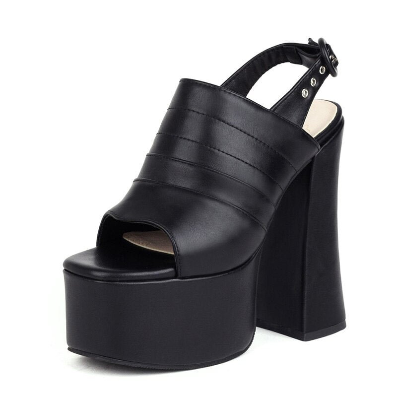 Gdgydh Large Size 46 Women Platform Shoes High Heel Open Toe Street Style Design Quality Shoes Woman Slingbacks Model Party