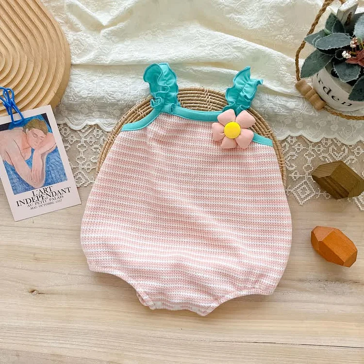 Baby Flower Striped Newborn Bodysuit
