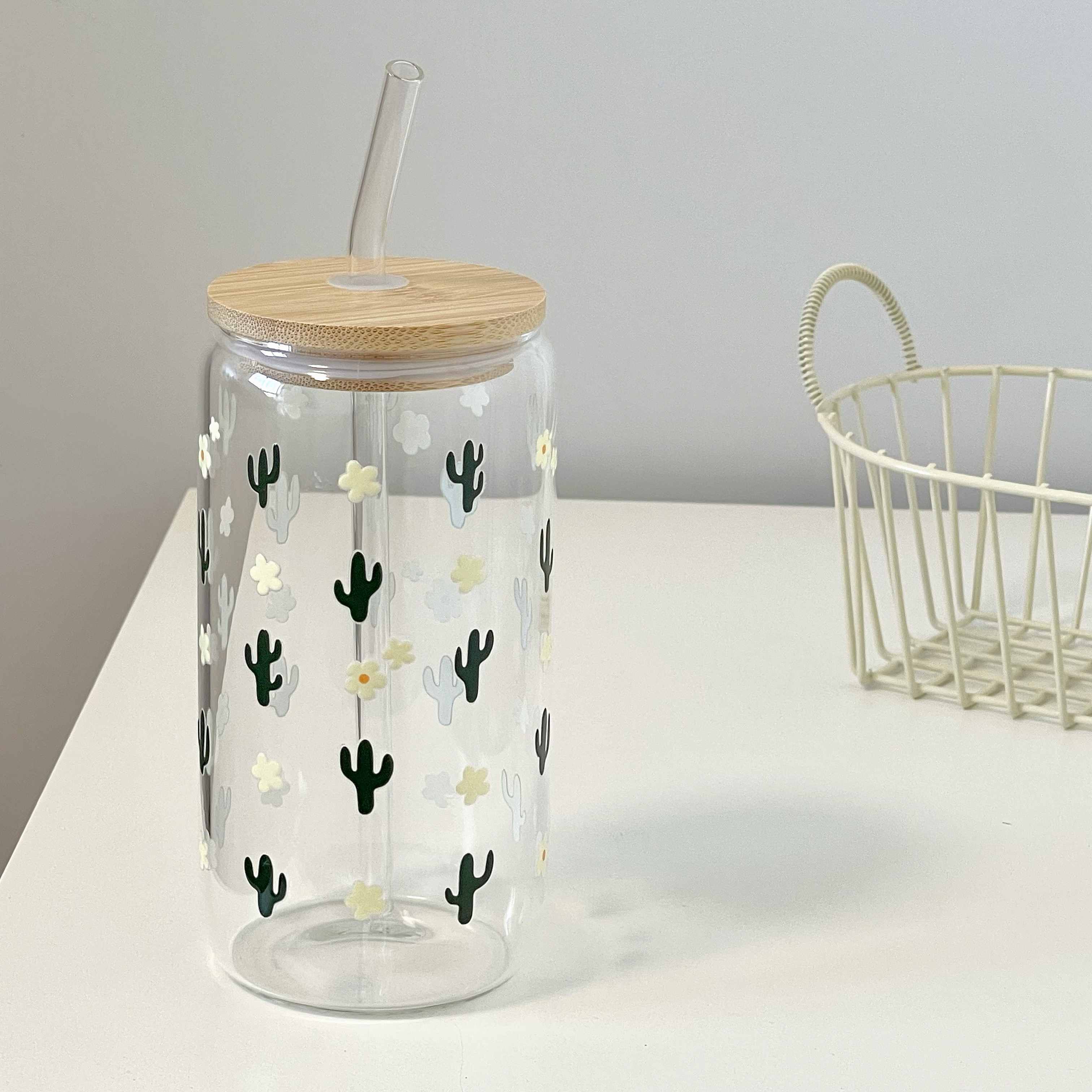Maneifurui™  Tiny Cacti Blossom   Glass Can