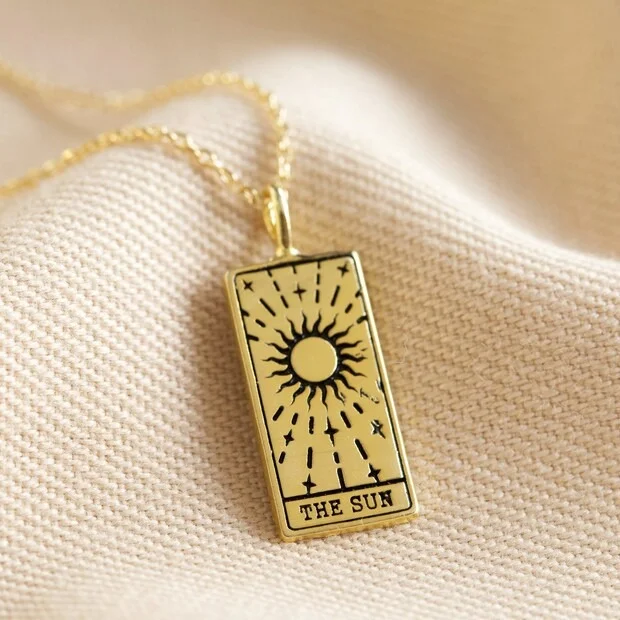 The Sun Engraved Tarot Card Pendant Necklace