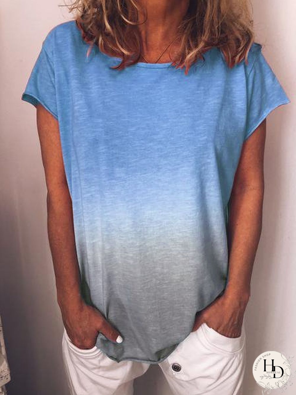 Women Cotton Crew Neck Plus Size Casual Short Sleeve T-shirt