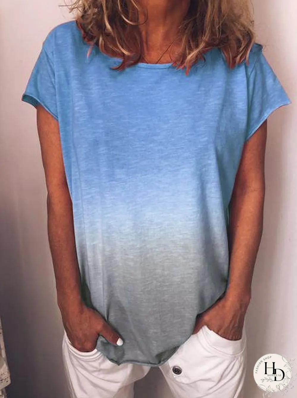 Women Cotton Crew Neck Plus Size Casual Short Sleeve T-shirt