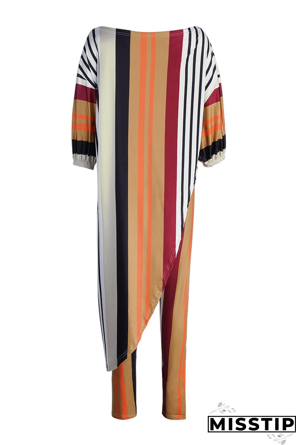 Camouflage Fashion Casual Print Asymmetrical Oblique Collar Three Quarter Two Pieces