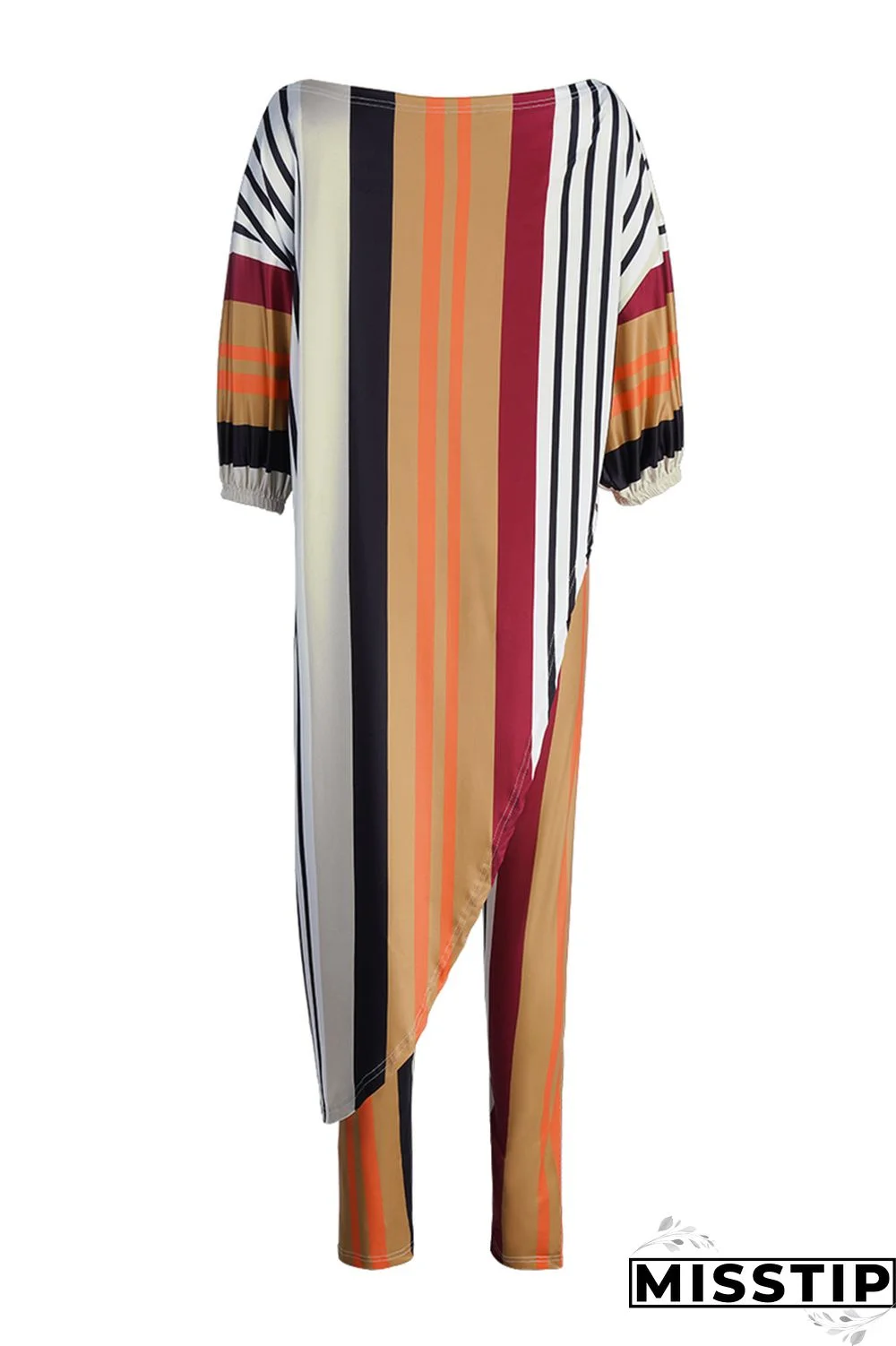 Camouflage Fashion Casual Print Asymmetrical Oblique Collar Three Quarter Two Pieces