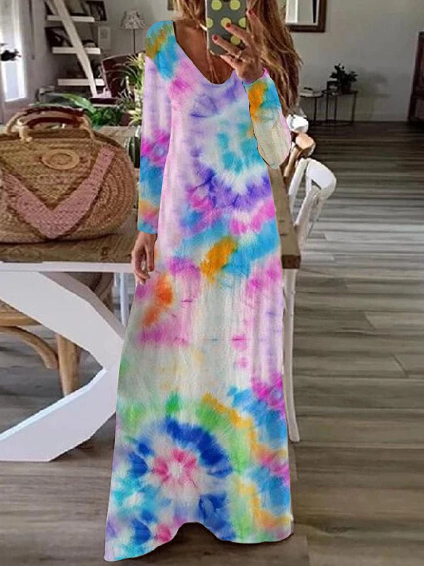Women's Tie Dye Colorful Long Dress