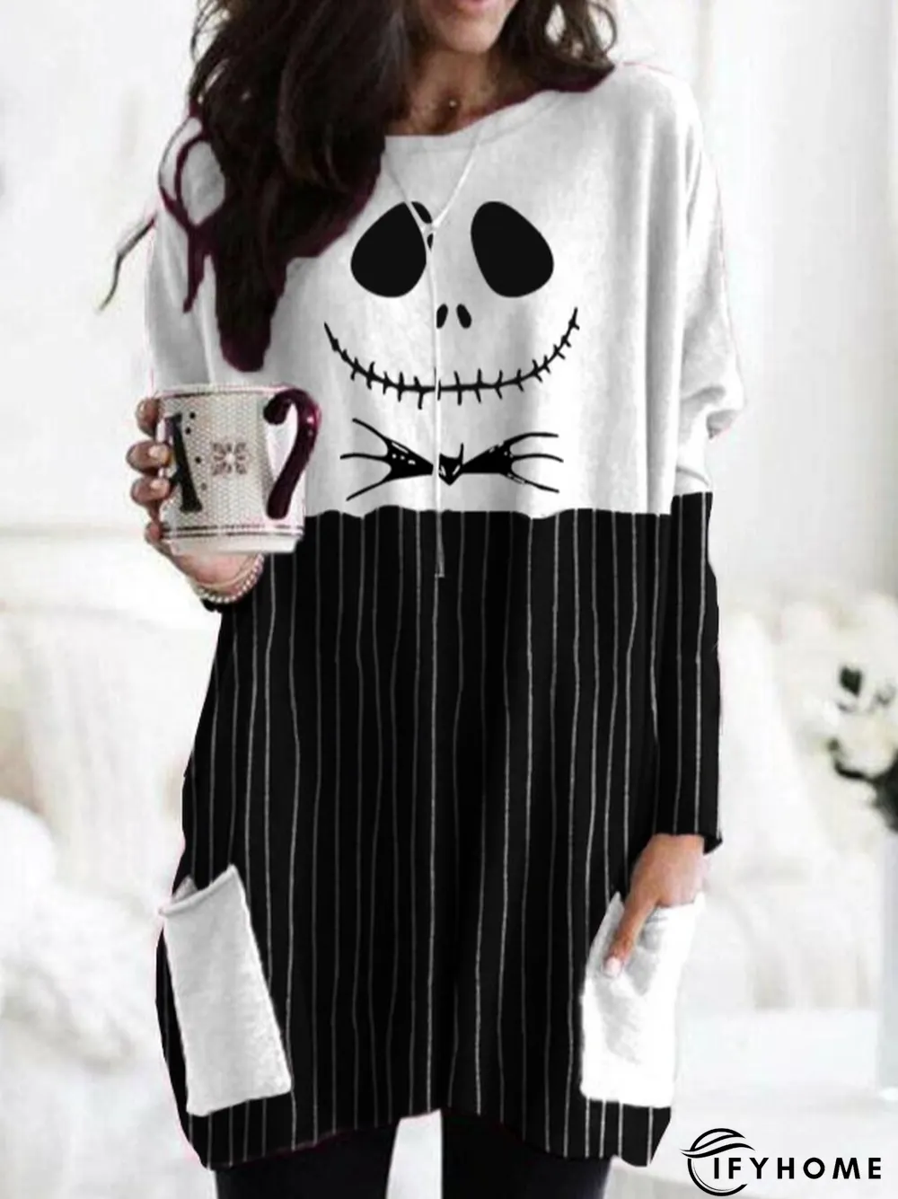 Halloween skull comfortable loose and casual dress | IFYHOME