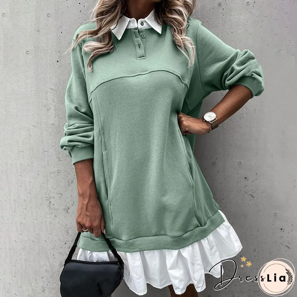 ZANZEA Women Autumn Loose Full Sleeve Sweater Casual Plain Holiday Sweatshirt Dress Plus Size