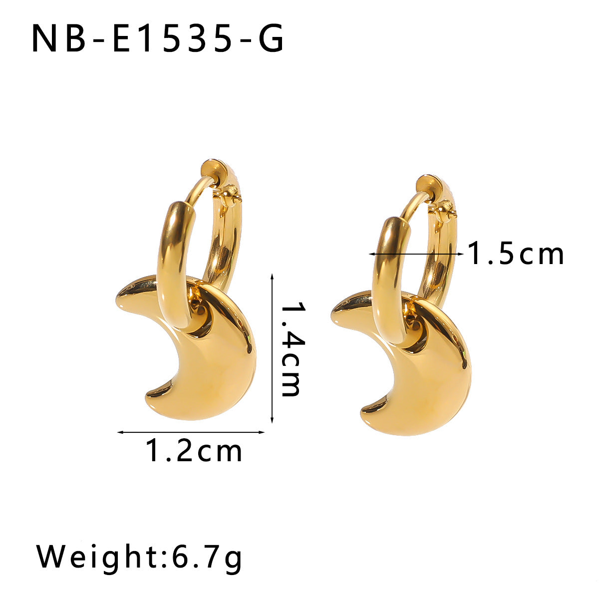 Stainless Steel Earrings For Women Love Heart Flower Crescent Geometric Pendant Earrings Titanium Steel Gold Steel Color Matching Earrings