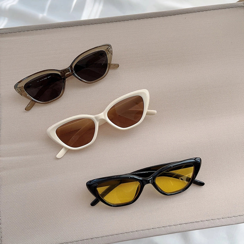 Minimalist Classic Style Solid Color Acrylic Cat Eye Full Frame Kids Sunglasses