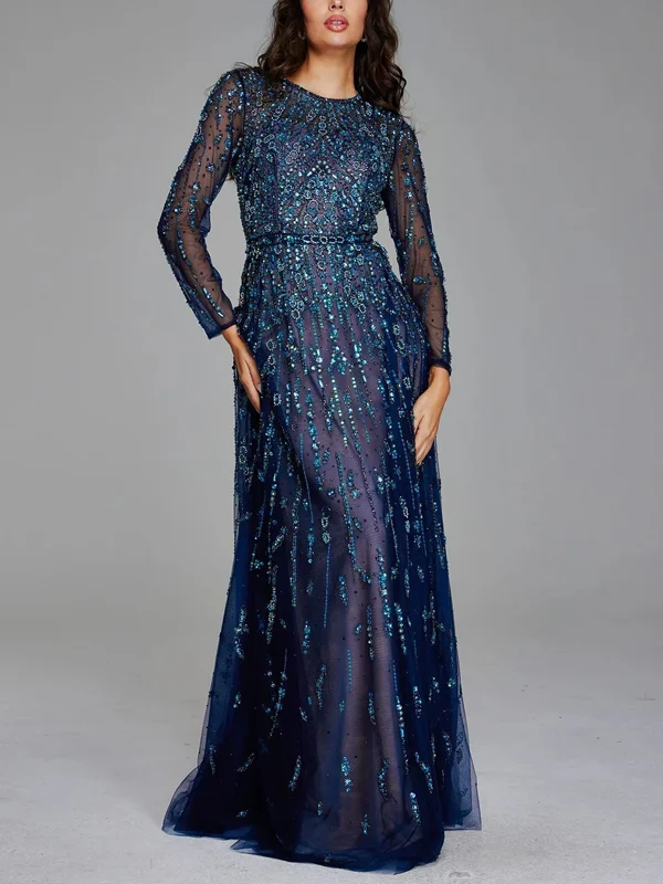 Round Neck Sequined Maxi Dress