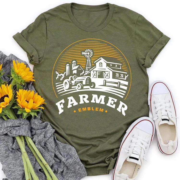 Farm Emblem Round Neck T-shirt-0024981