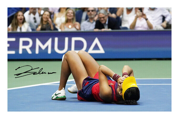 Emma Raducanu Signed A4 Autograph Photo Poster painting Print Womens Tennis US Open Champion