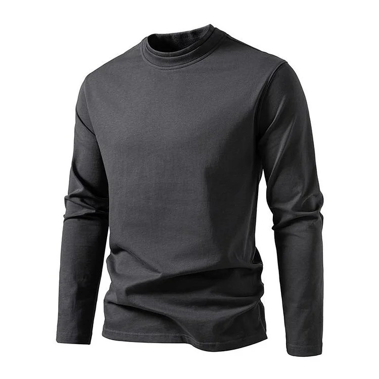 Men's Solid Color Cotton Half High Collar Long Sleeve Casual T-shirt 66980089Z