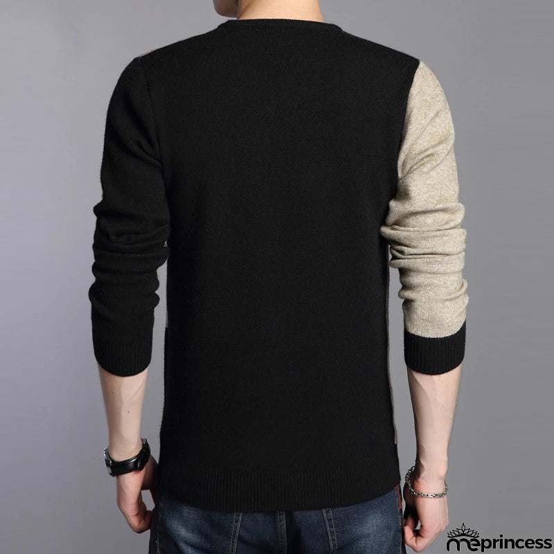 Men's O-Neck Polyester Long Sleeves Mixed Colors Pullover Sweater