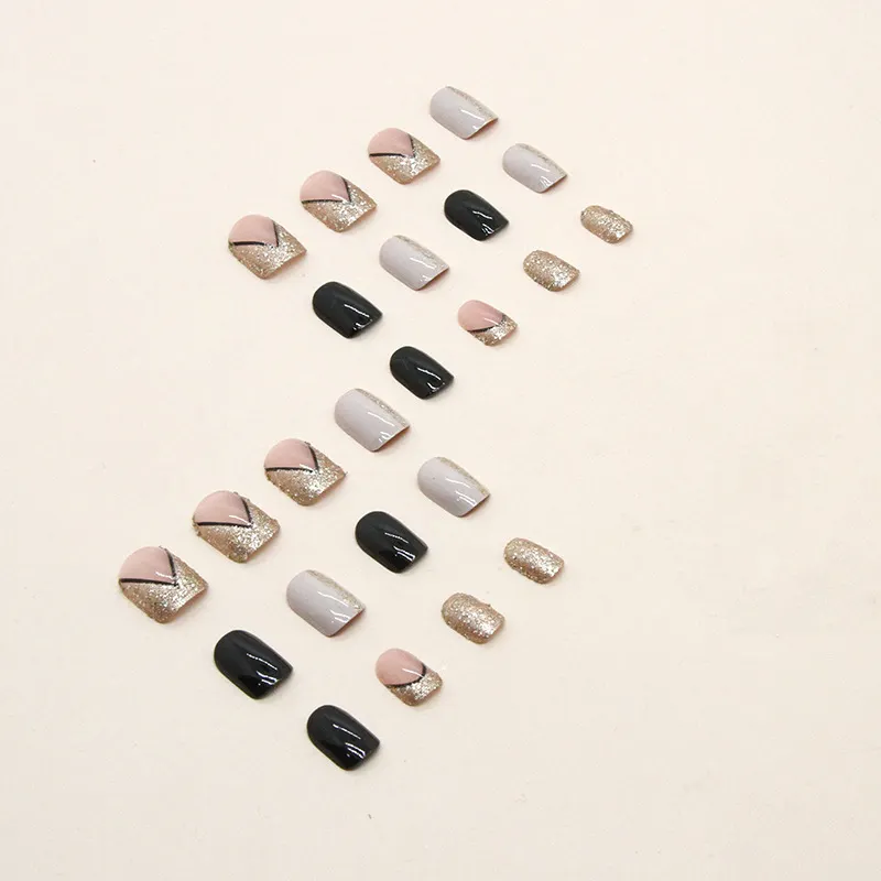 Churchf Churchf Gold Powder Triangle French Sweet Cool Hot Girl Wind Nail Piece Fake Nail Box Wearing Nail Piece